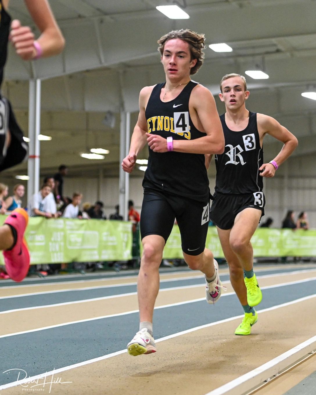 Andrew York in the final kick of his race. Photo provided by Robert Hill